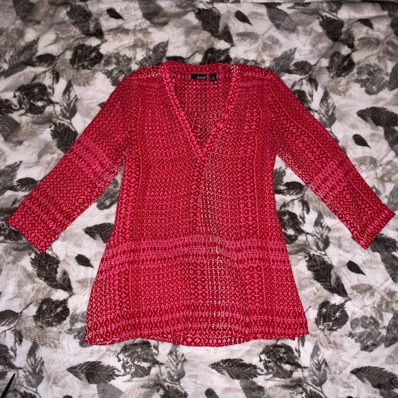 a.n.a Tops - a.n.a. Printed Sheer Tunic Top Sz XS